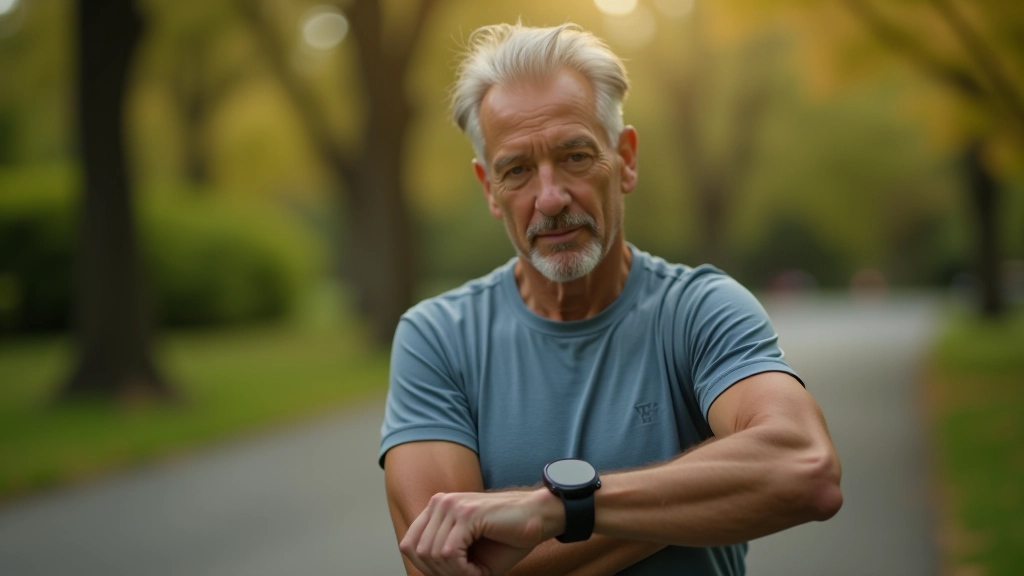 Runner checking heart rate monitor watch after completing interval training session