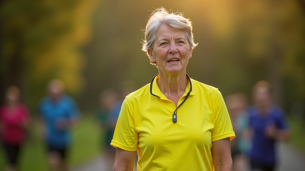 Experienced Parkrun volunteer explaining the course route to a group of first-time runners before the event starts